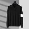 Spring Men'S Young And Middle-Aged V-Neck Long-Sleeved Casual Simple Fashion Soft And Comfortable Knitted Sweater
