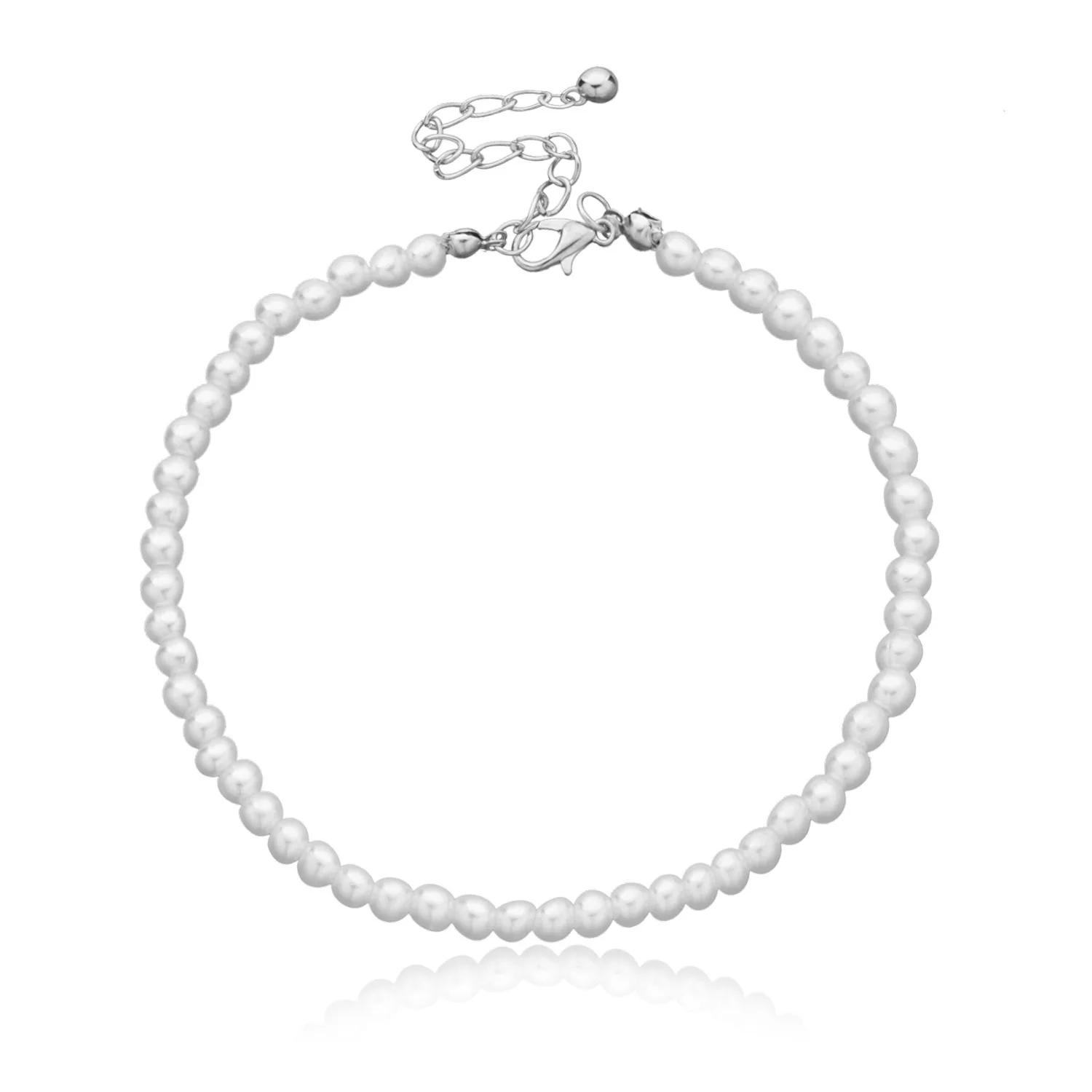 Богемский браслет на ногу из искусственного жемчуга для женщин, летний пляжный браслет-цепочка на щиколотку, украшения для сандалий на ногу