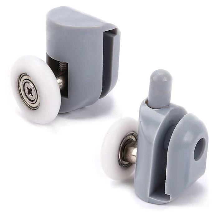 8x Galet ajustables Dual Rouleau Roulette Roue Porte Douche Salle de Bain Diamtre du rouleau 25mm