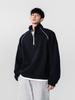 Men's American Street Style Double-Sided Fleece Half-Zip Long-Sleeve Solid Color Base Layer Top