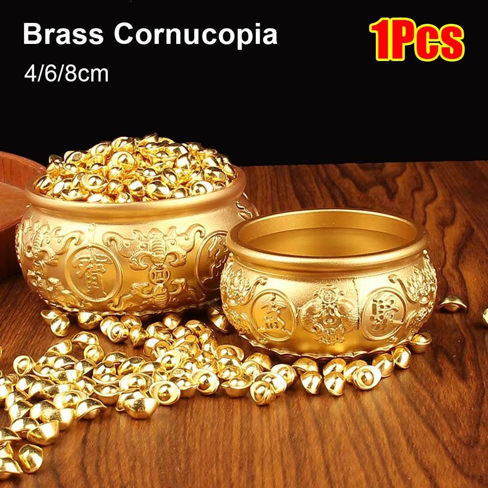 1Pcs Fortunate Brass Cornucopia Good Luck Attract Wealth Treasure Bowls 4/6/8cm Magical Power Desktop Small Ornament Home Decor
