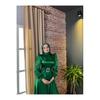 Women's Satin Hijab Evening Dress with Stone Buckle Waist and Flared Skirt