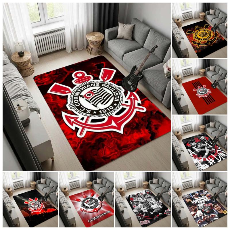 Sport Club Corinthians Paulista Football Club Red Lava Area Rug, Anti-slip Floor Mat, Soccer Fan Home Decor Carpet for Living Room Bedroom Sofa