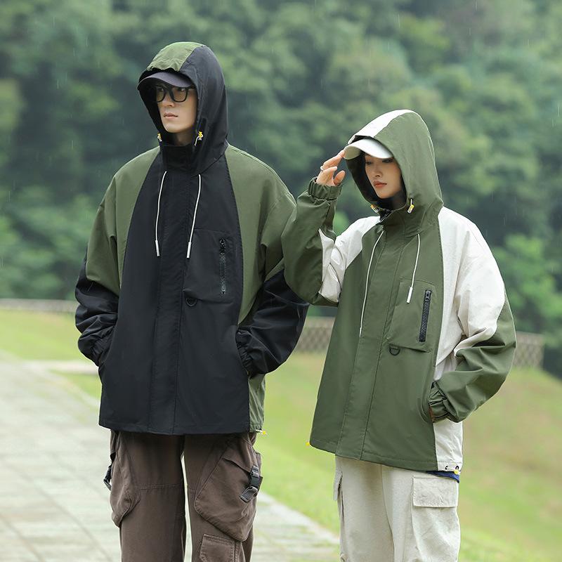 New Assault Suit Men Women Outdoor Sports Hiking Jackets Windproof Waterproof Hooded Jacket Couple Contrast Color Coat