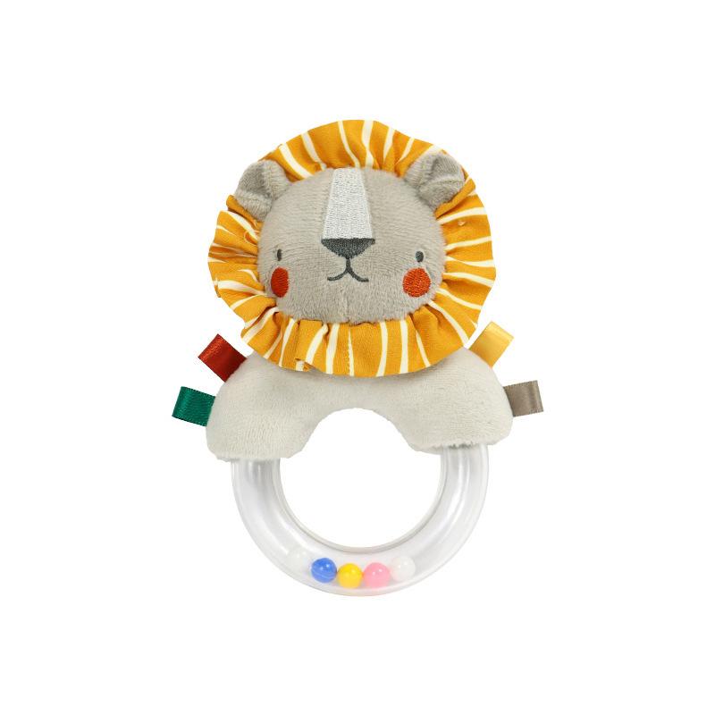 Baby Soothing Cartoon Animal Hand cranked Bell Plush Doll Color Bead Hand held Bell 0-1 Year Old Grip Handshake Ring Toy