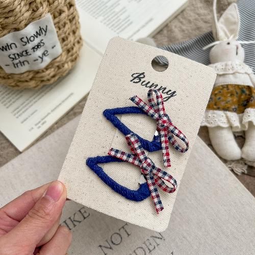 2pcs/lot Plaid Bow Triangular BB Clip Handmade Fabric Girl Hairpin Hair Clip Children's Hairpin Bangs Side Clip Hair Accessories