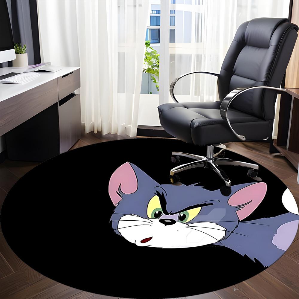 1PC Tom Cat Office Round Rug, Non-slip, Soft and Durable Office Rug for Interior Decoration, Perfect for Office Yy250915159