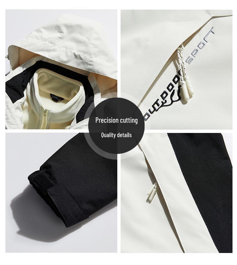 Couple's Ski Jacket Set: Women's 3-in-1 Detachable Liner & Men's Mink Velvet, Windproof & Waterproof for Autumn/Winter.