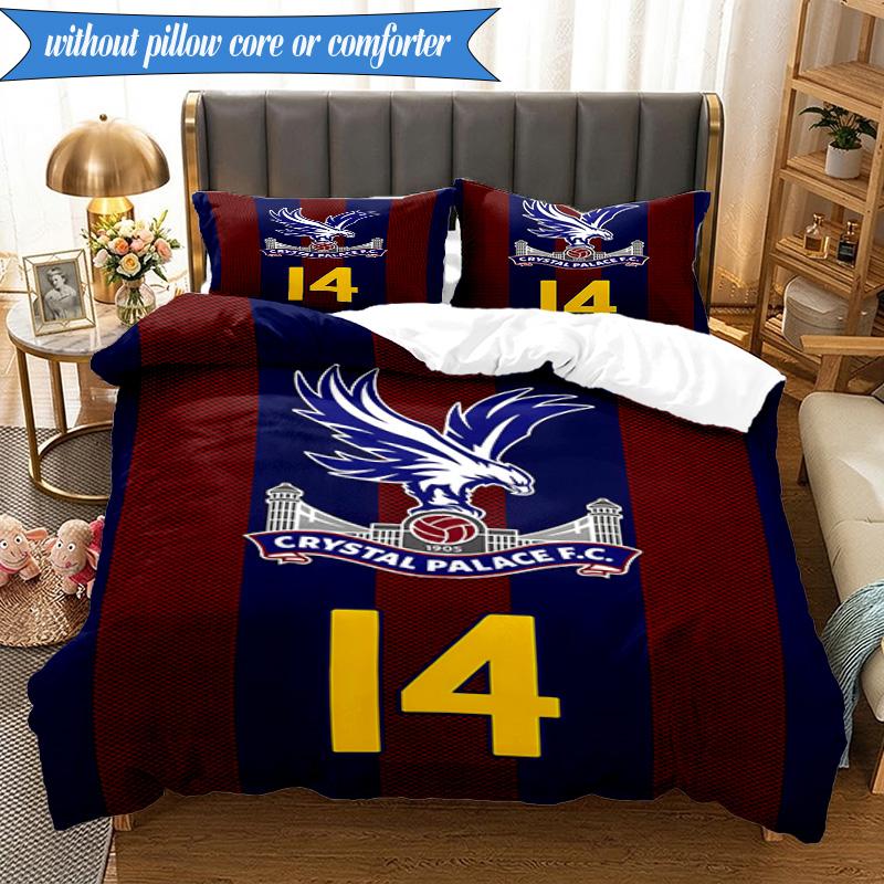 3PCS Crystal Fc Crest Printed Soft Bedding Set,Including 1pc Duvet Cover And 2pcs Pillowcases Perfect for Bedroom, Dormitory, Fan gift