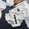 Ladies Summer Cute Sexy National Style Thread Pit Net Yarn Mid Waist Triangle Briefs