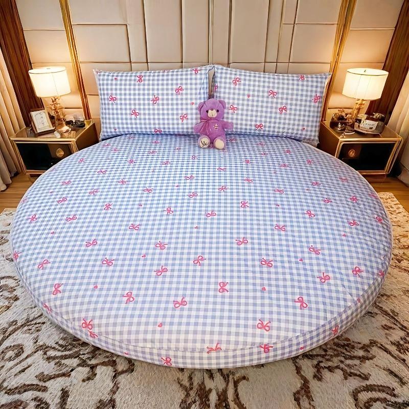 1PC Waterproof Round Cartoon Printed Bed Fitted Sheet with Elastic Single/Queen/King Mattress Cover (without Pillowcase)