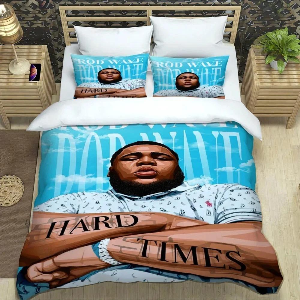 Popular Music Rod Wave Print Bedding Sets Exquisite Bed Supplies Set Duvet Cover Comforter Set Bedding Set Luxury Birthday Gift