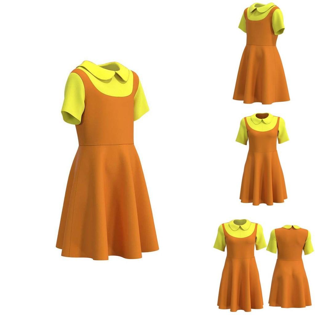 Squid Game Wooden Doll Cosplay Dress Comfortable And Breathable Red Green Light