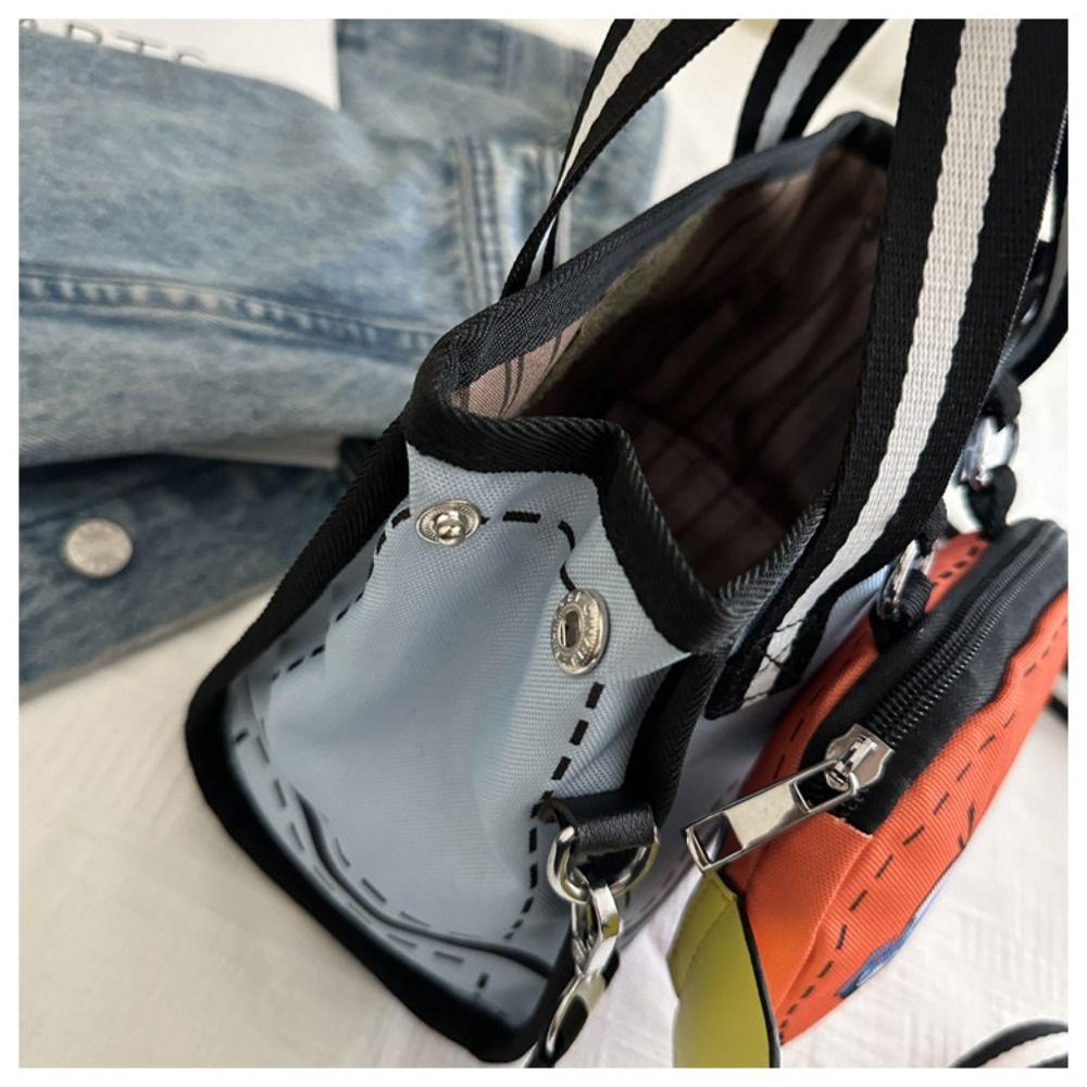 Detachable 2D Anime Tote Bag Canvas Cartoon Crossbody Bag Cute Comic Shoulder Bag  School