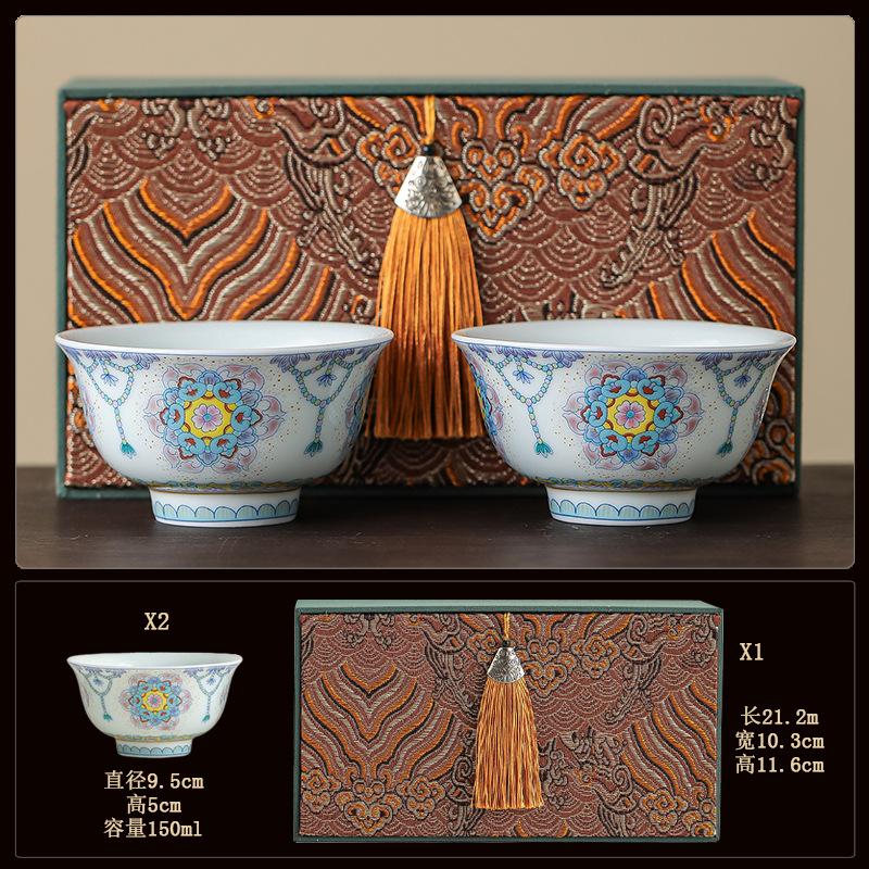 Blue and white bucket color tea cup New Chinese ceramic personal master cup Home office hospitality tea set Press hand small teacup