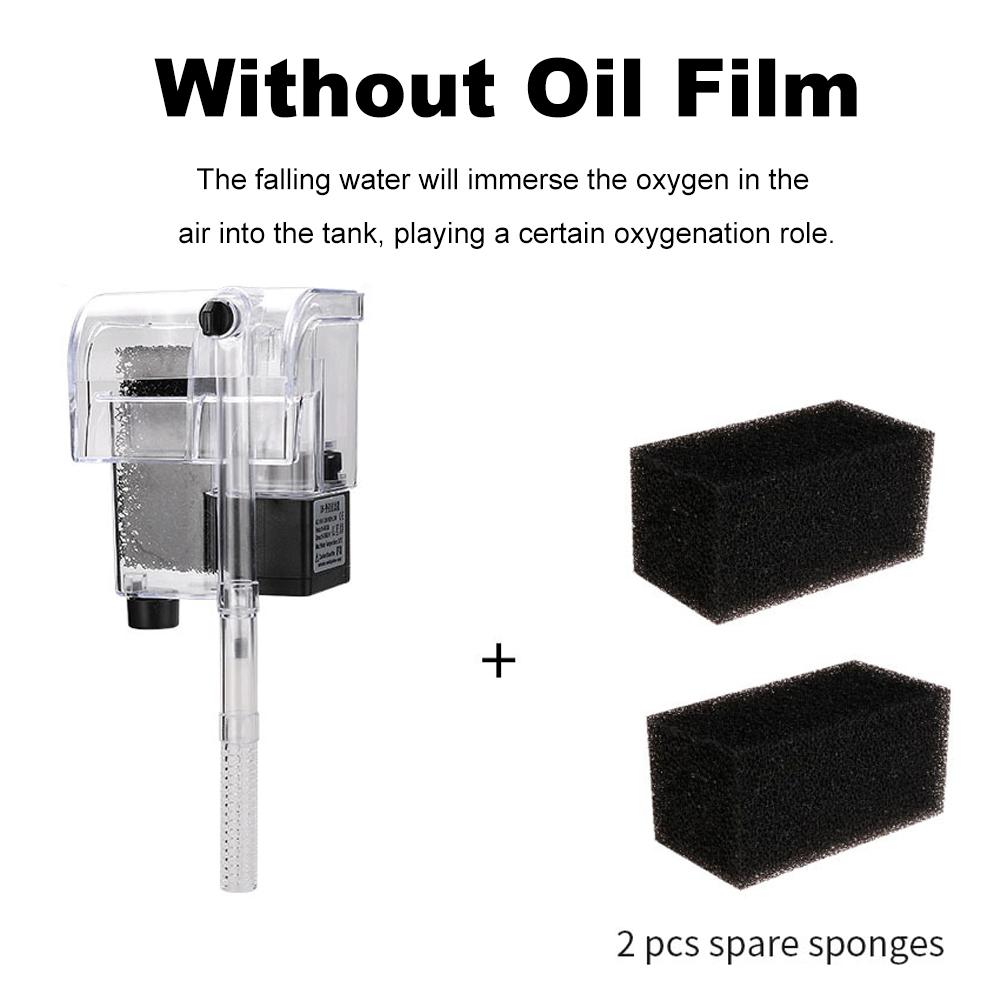 

Fish Tank Filter Wall-mounted Waterfall External Filter Fish Tank Oxygen Pump with 2 Filter Cotton for 5~10 Gallon Aquariums