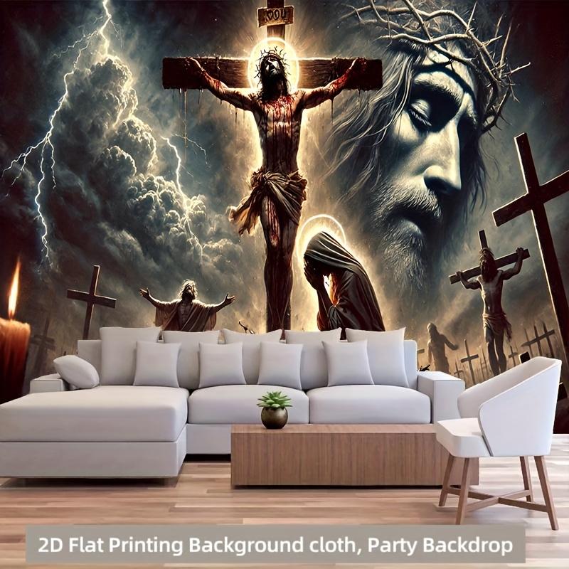 1 piece, 2D flat design, Christ's Passion and Mourning theme, suitable for parties, living room, bedroom, office, wsj