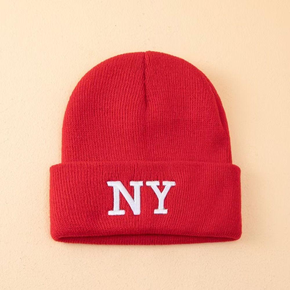 Letter embroidery Knitted Beanies Hat Solid Color Knitted Skull Bonnet Creative Cold Cap Unisex