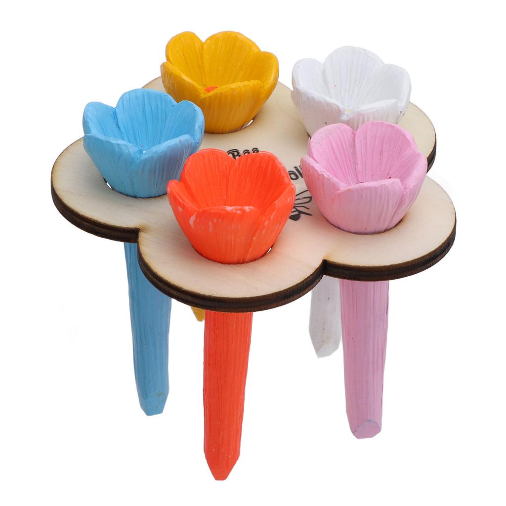 5PCS Bees Drinking Cup for Garden Resin Colorful Pollinator Bee Watering Station with Wooden Stand