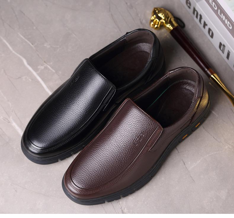 Genuine Leather Men's Shoes Soft Sole Middle-aged And Elderly Casual Leather Shoes Non-slip Wear-resistant Derby Shoes 38-48