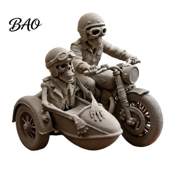 Odorless Skull Sculpture 3D Printed Sitting Skeleton Statue, Halloween Indoor Decor Figurines, Mini Trendy Outfit Statue Figurine Home for Living Room