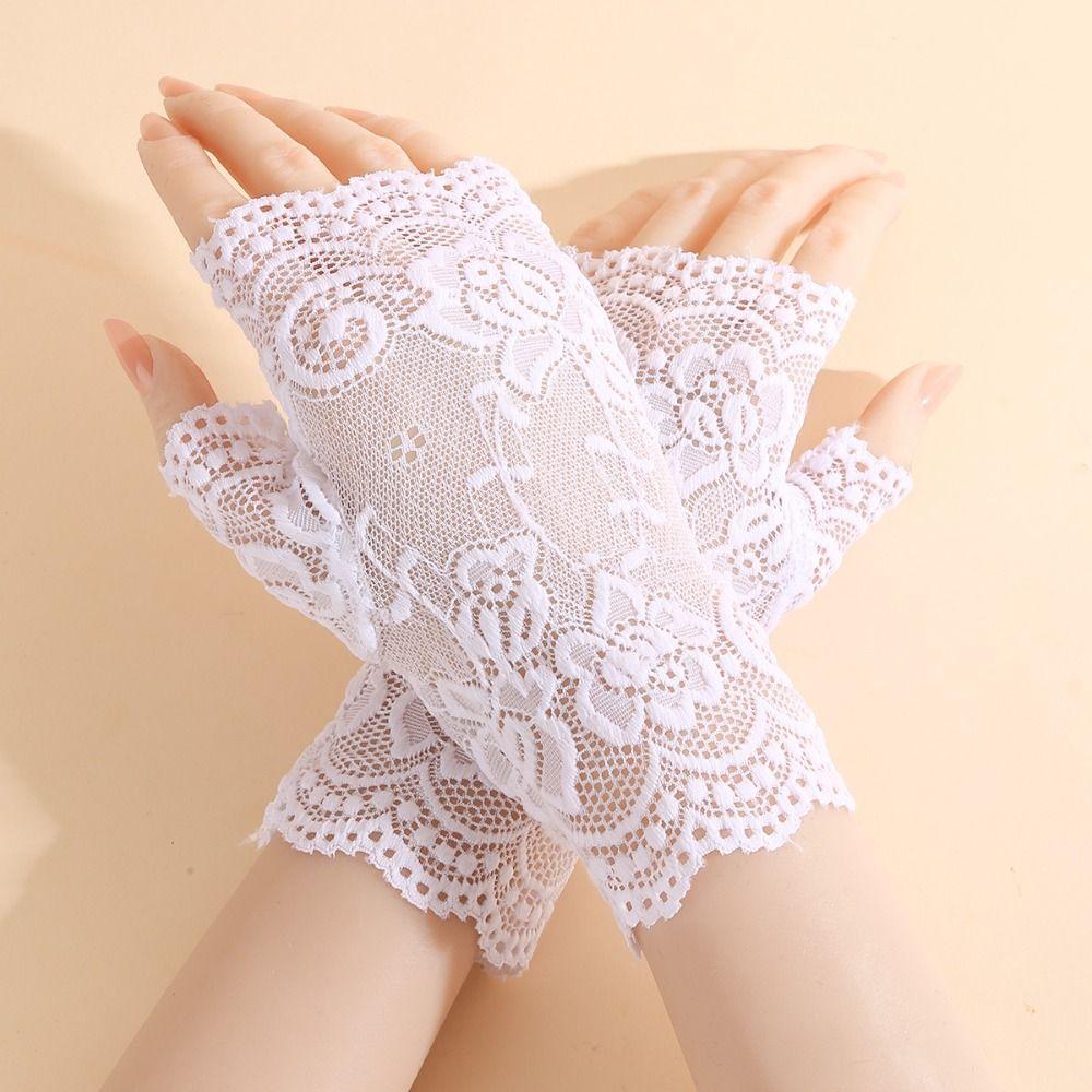 Half Finger Short Gloves Sunscreen Performance Gloves Wedding Bridal Gloves  Wedding Accessories