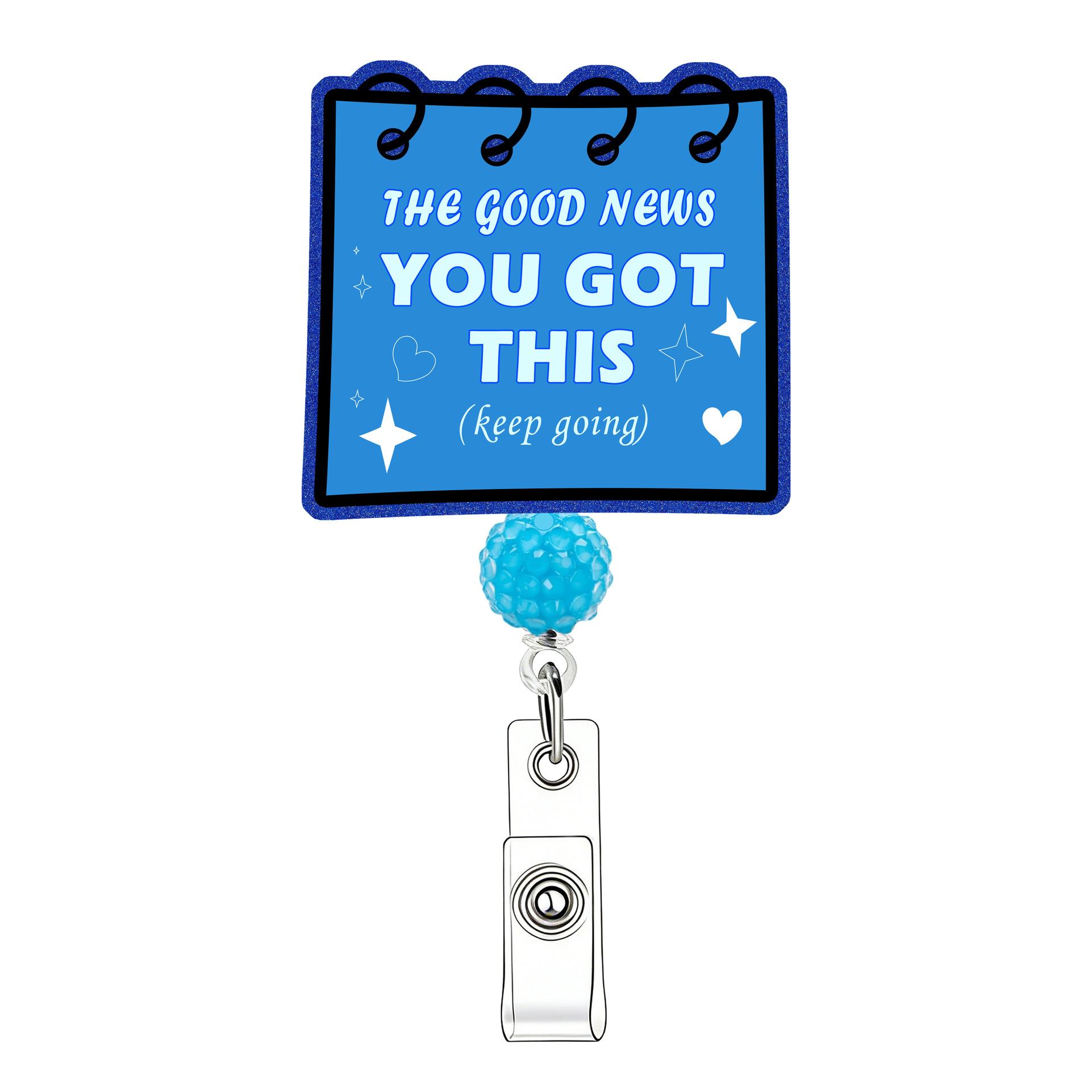 

Acrylic Id Badge Holder Lightweight Badge Clip With Bead Inspirational Badge Reel Decorative For Students Name Tags
