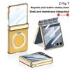 For Samsung Galaxy Z Flip 7 Case Luxury PU Leather Skin Hinge MagSafe Magnetic Ring Stand Protect Back Cover For Z Flip7 Shell
