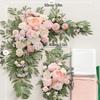 Artificial Wedding Arch Flowers with Drape Fake Silk Decoration Door Wreath for Shower Lawn