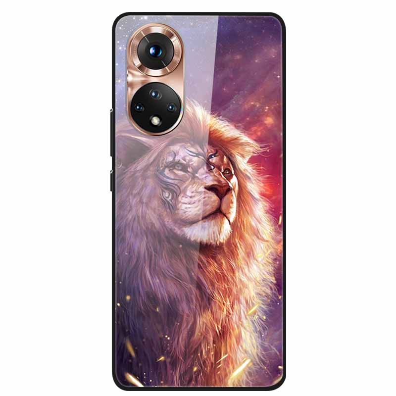 For Honor 50 Case Cartoon Tempered Glass Back Cover Hard Case For Huawei Honor 50 Pro Phone Cases NTH-AN00 NTH-NX9 Fundas Coque