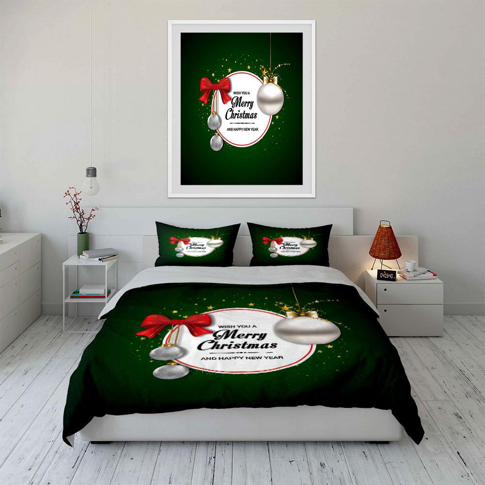 Merry Christmas Decor Set Bedding Duvet Cover Set Duvet Cover Pillowcases  (1*Duvet Cover 2*Pillowcases, without duvet insert)