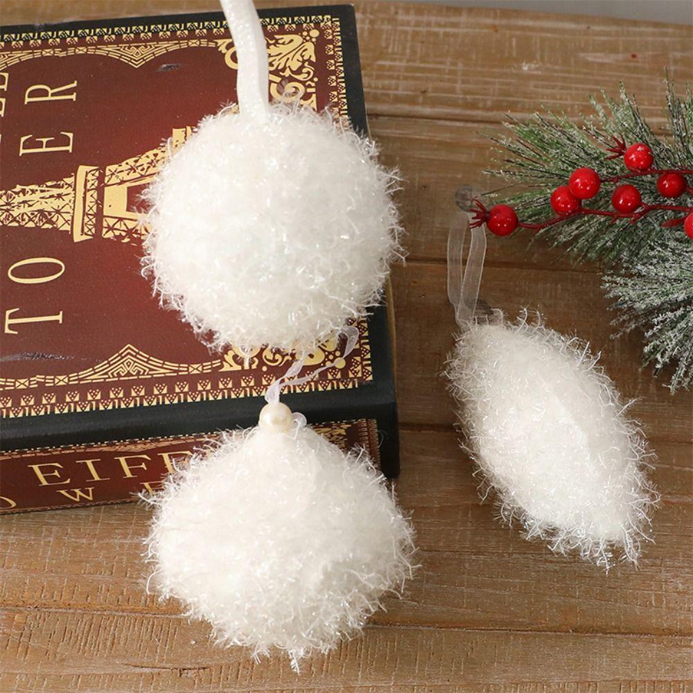 White Christmas Tree Ornament Plush Texture Christmas Hanging Ornament Plush Christmas Ornament