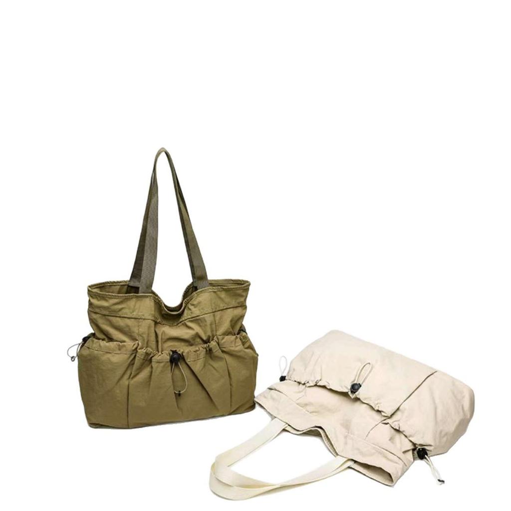 Large Capacity Pleated Shoulder Bag - Simple and Fashionable Tote for College Students and Women