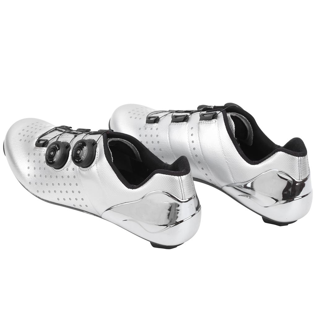 1Pair Outdoor Bike Cycling Shoes Electroplate Silver Vamp Bicycle Road Lock Shoes