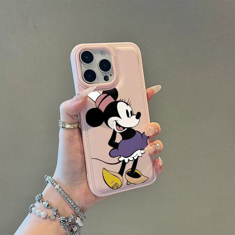 Couple Mickey Minnie Suitable for Apple 17 mobile phone case iPhone16 drum bag 15 leather pattern 13Pro anti-drop 12