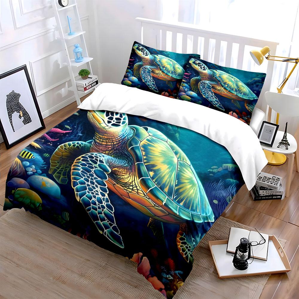 Sea Turtle Ocean Bedding Set Bedding Duvet Cover Set Duvet Cover Pillowcases (1 * Duvet Cover 2 * Pillowcases, Without Duvet Insert)