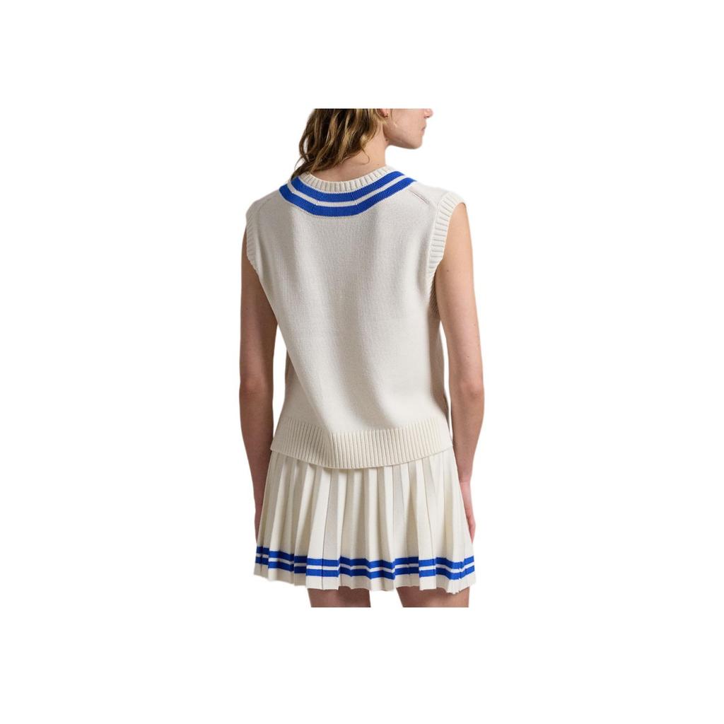 Polo Ralph Lauren FW24 Letter Print V-Neck Sleeveless Knit Top Women tops White WMXGSWENC020057-100