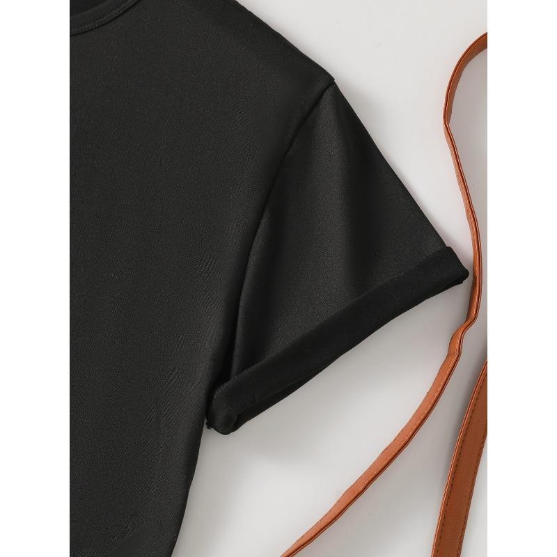 European Size Single-Piece Women'S Short Sleeve T-Shirt | Trendy Art Cat and Dog Print, Breathable High-Stretch Crew Neck