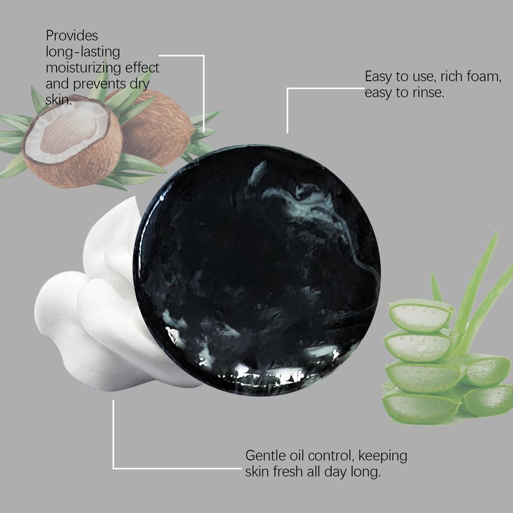 Vulkansk lera Kroppstvätt Rengöringstvål Ansiktstvål Naturlig Vulkansk Lera Tvål Vulkansk Lera Rengöringstvål Svart Tvålbit För Tonåringar Ansikts 60g