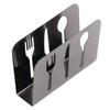 Napkin Holder Unique Knife Fork Cutout Pattern Anti Slip Upright Metal Napkin Holder for   Restaurants Hotels