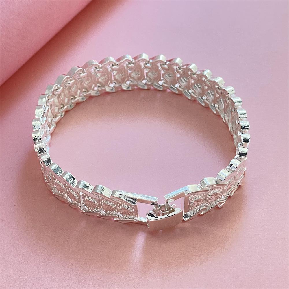 2026 Jewelry Silver-plated Rice Character Silver Bracelet Fashion Trend Wear Jewelry 20CM белый