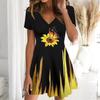Sommer Mode Damen V-Ausschnitt Kurzarm Leopard Print Kleid Sex Kurzes Rockkleid