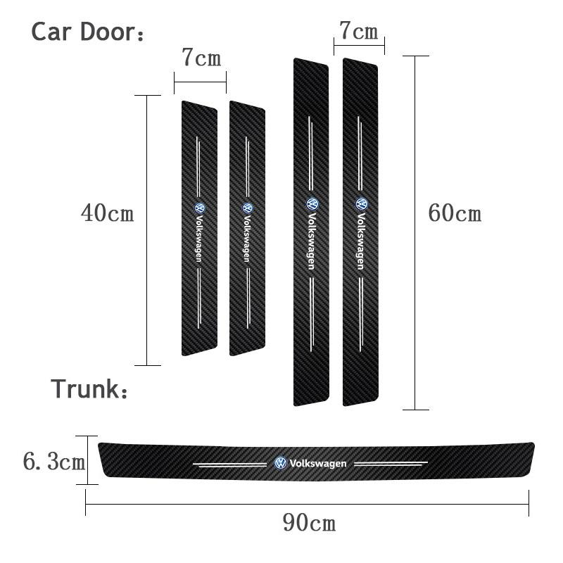 OPQ1 1/4/5Pcs Car Door Sill Scuff Plate Decor Carbon Fiber Stickers For Volkswagen VW Golf T5 Phaeton GTI Touran GTD CC Touareg ID3 R