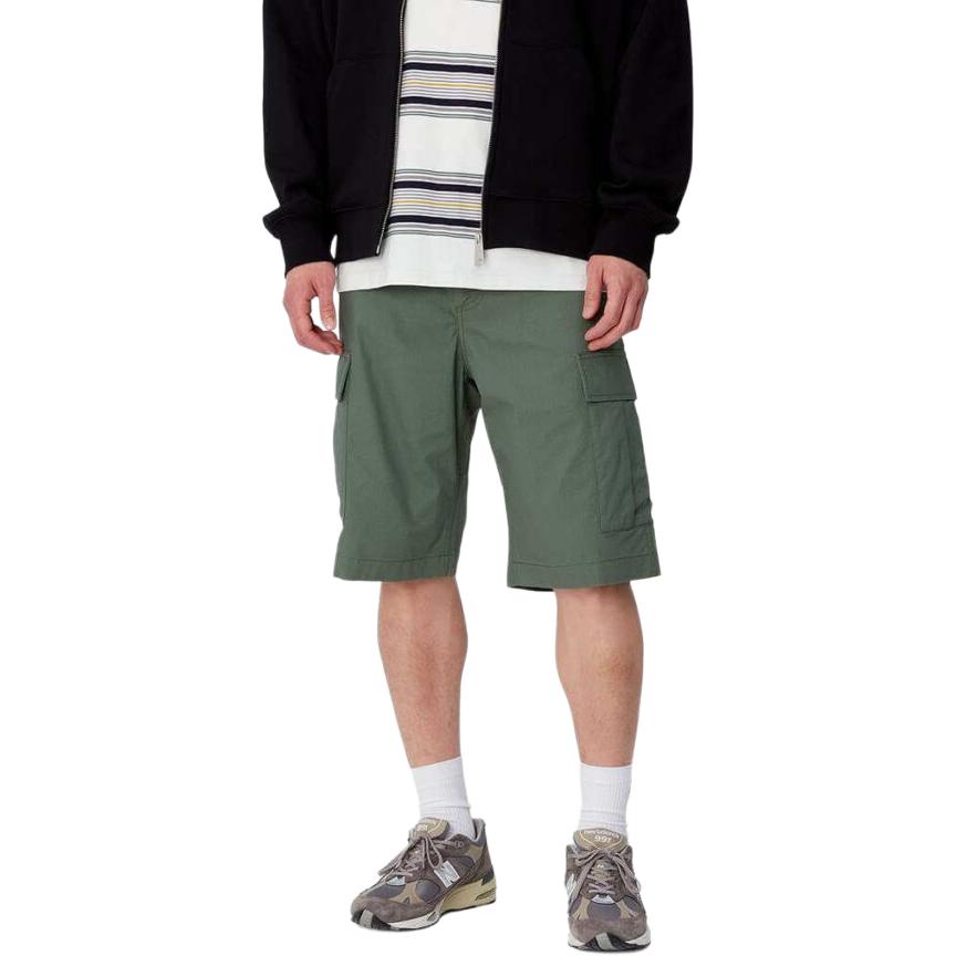 Carhartt WIP Badge Patch Zipper Solid Color Straight Leg Cargo Shorts Men shorts Green I028246-29N-02