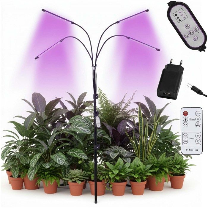 Plant Grow Light with 4 LED Panels for Lighting, Cultivation with Timer, Remote Control, USB