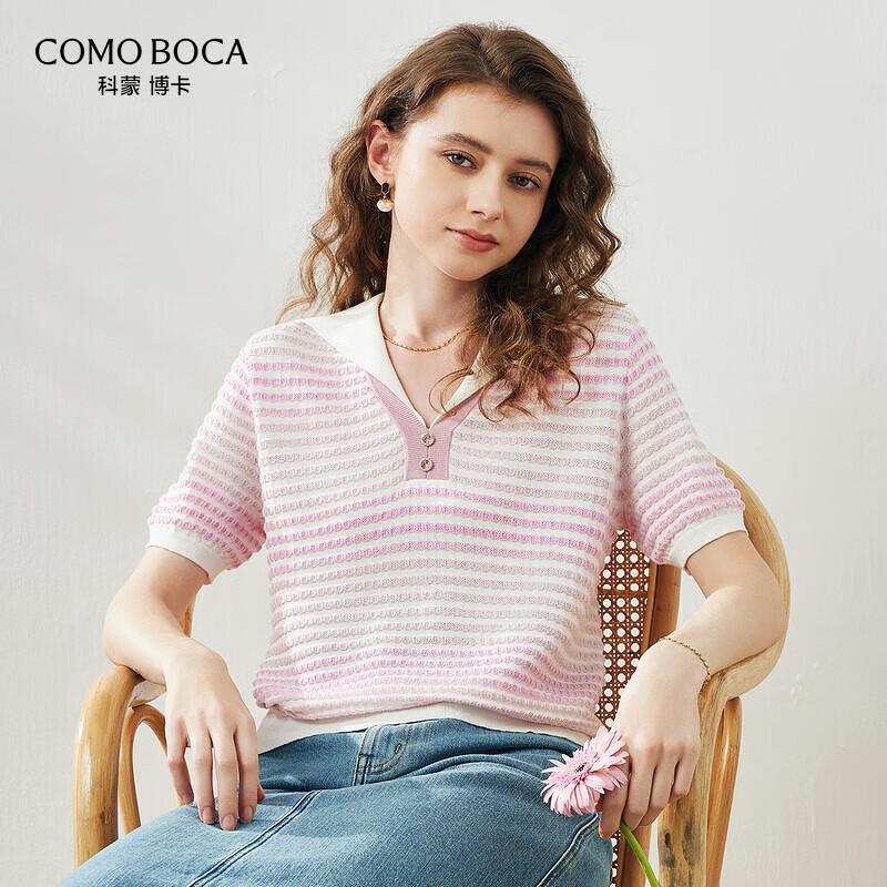 Женская полосатая вязаная футболка-поло из смеси шелка тутового дерева 2XL