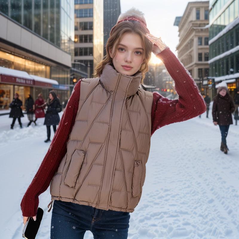 Cotton jacket autumn and winter women's short coat new fashion high sense warm stand-up collar vest