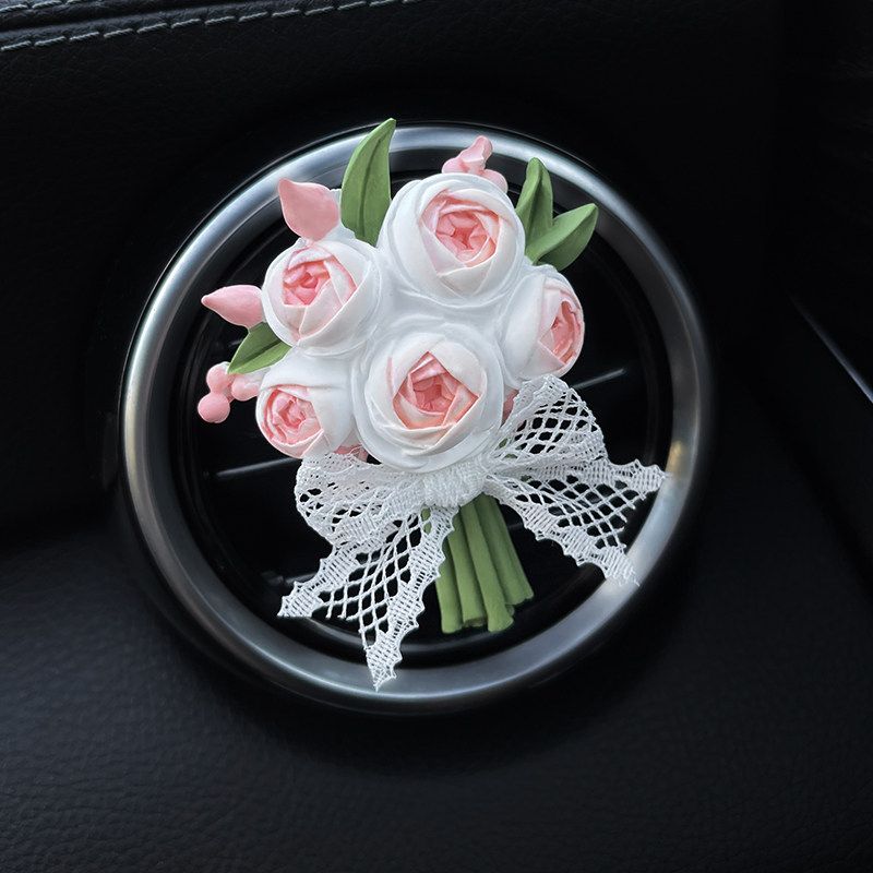 

Diffusing Stone Eternal Rose Bouquet Car Air Vent Perfume Aromatherapy Decoration Fresh Flower Car Fragrance Pink Bouquet (10ml Essential Oil*1)