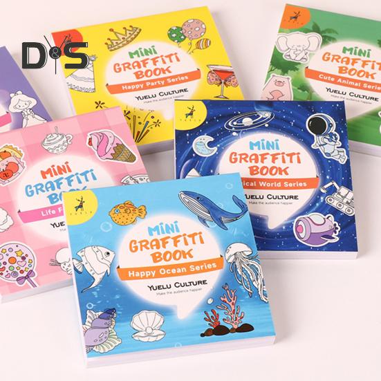 Kids Doodle Book Kids 5 Themes 50 Pictures Stimulate Imagination Portable Mini Graffiti Book with Simple Patterns