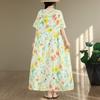 DIMANAF New 2026 Sundress Women Plus Size Summer Casual Print Floral Maxi Long Dress Cotton Loose Oversize Beach Holiday